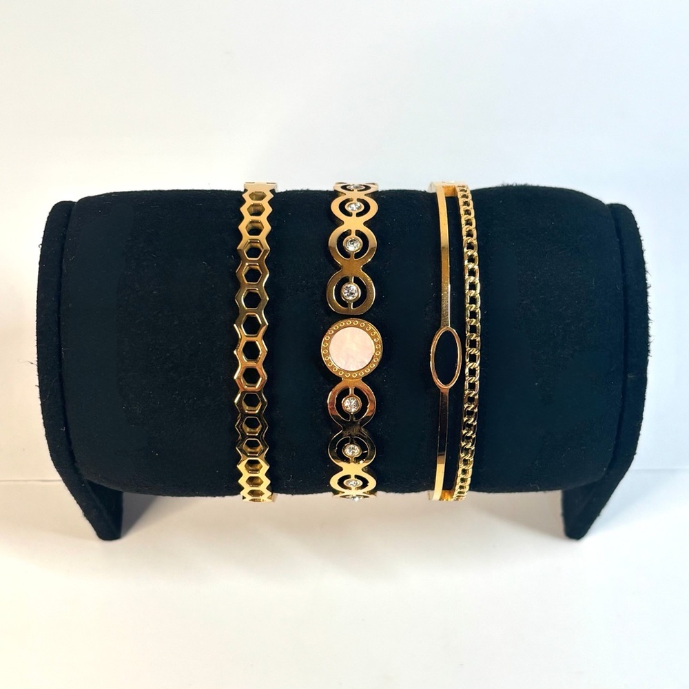 Gold-plated bangle bundle (3 bracelets)
